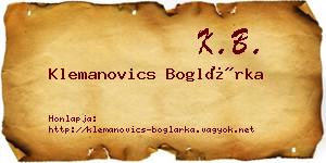 Klemanovics Boglárka névjegykártya